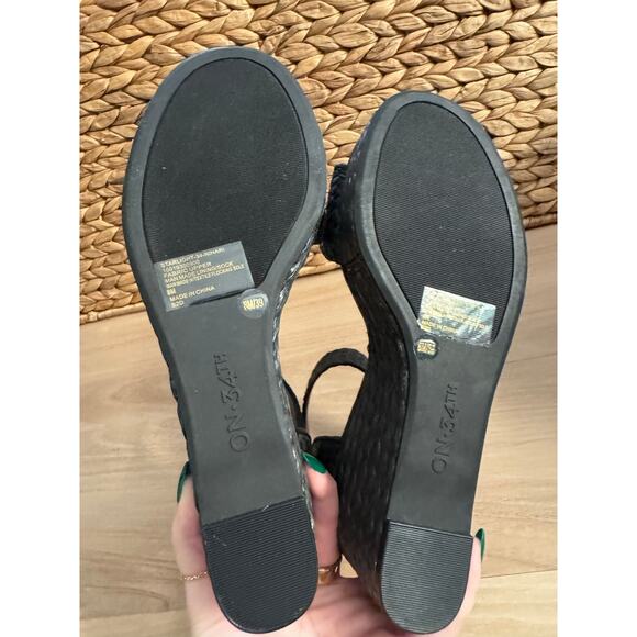 NIB! On 34th Women's Nihari Knot Wedge Sandals - Black Raffia - Picture 8 of 8